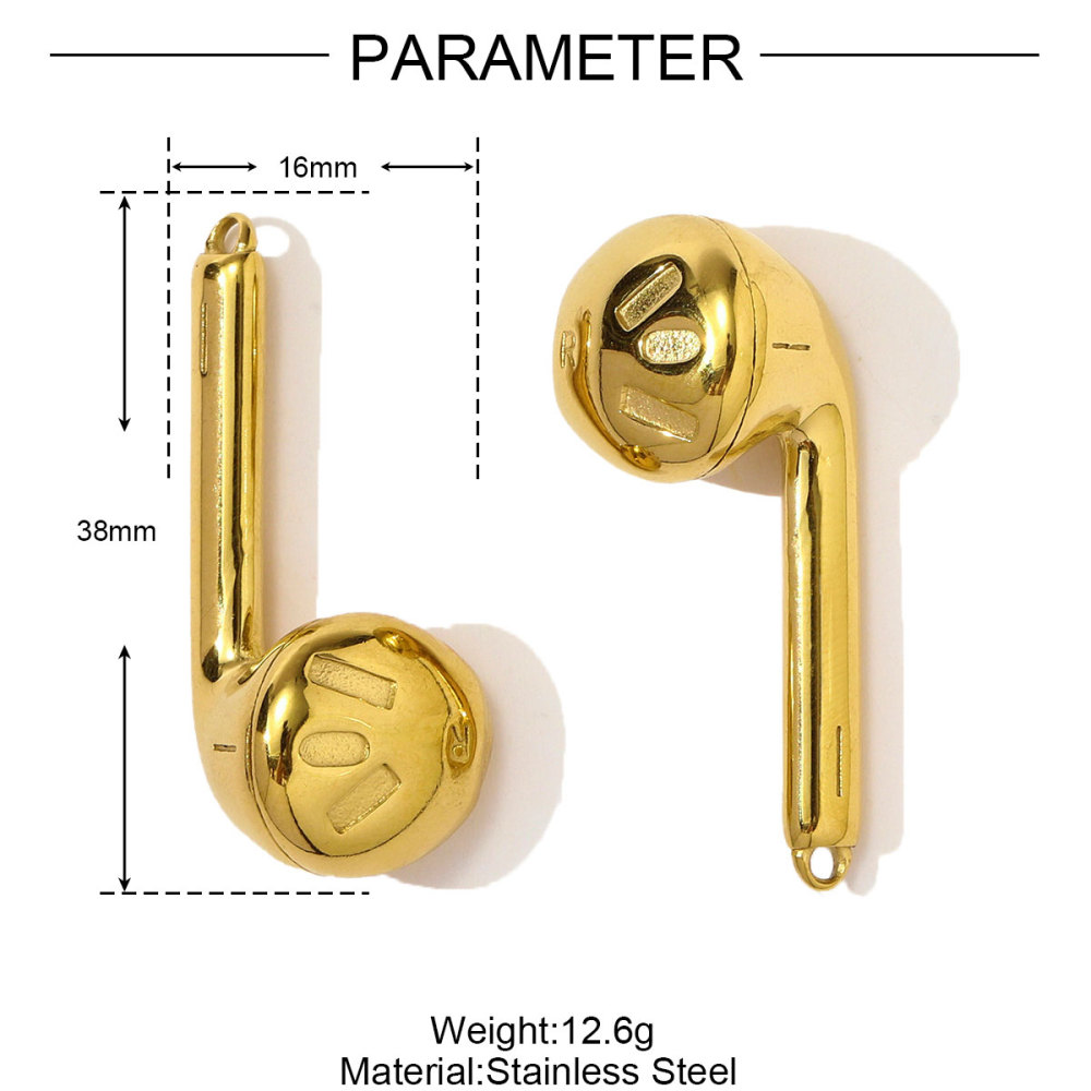 6pcs/pack Wholesale Stainless Steel Earphone Skating Shoes Necklace Pendants Motor Whistle DIY Earring Charms Microphone Jewelry