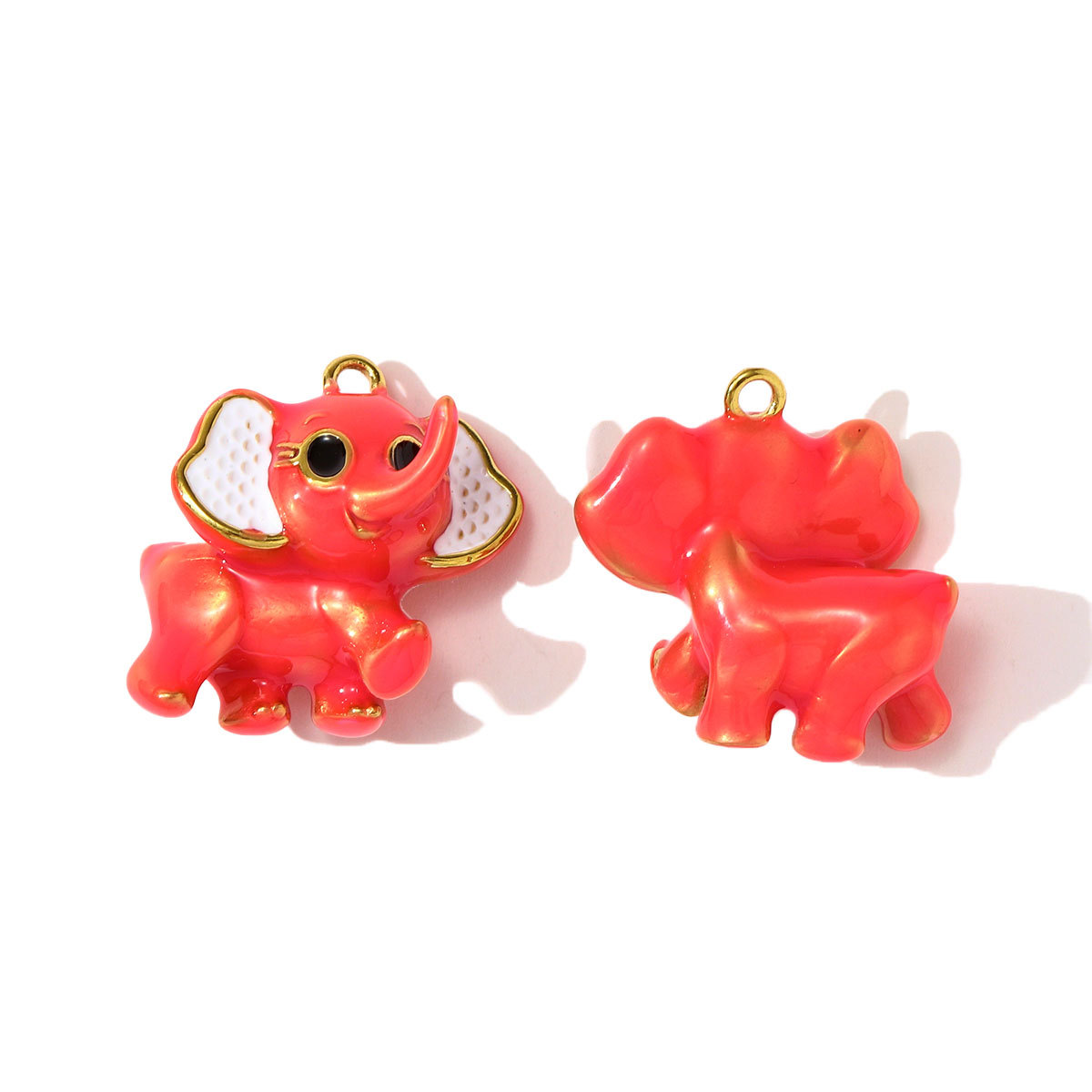 6pcs/pack 3D Stainless Steel Enamel Elephant Giraffe Necklace Pendants Enamel Lucky Fish DIY Earring Charms Woman Animal Jewelry