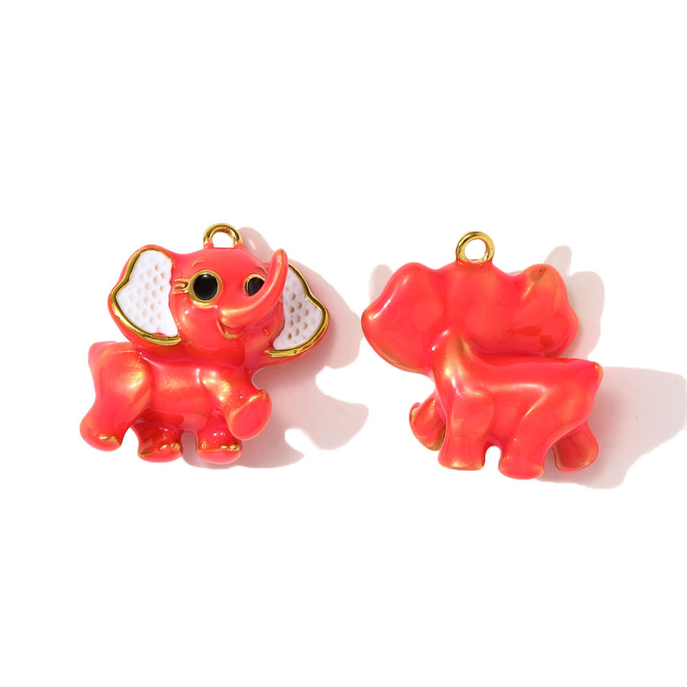 6pcs/pack 3D Stainless Steel Enamel Elephant Giraffe Necklace Pendants Enamel Lucky Fish DIY Earring Charms Woman Animal Jewelry