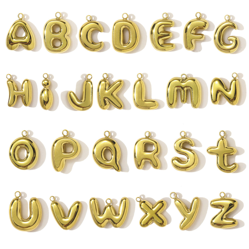 6pcs/pack Stainless Steel 18k Gold 26 A-Z Letter Necklace Pendants English Alphabet DIY Bracelet Charms Woman Jewelry Wholesale