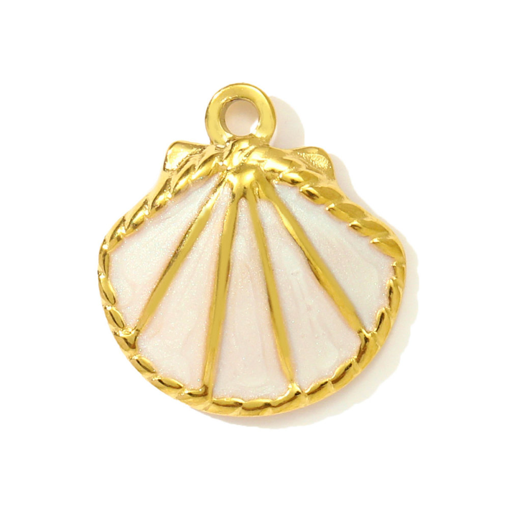 6pcs/pack Fashion Stainless Steel Enamel Shell DIY Charms Mermaid Tail Necklace Pendants Women Sea Fish Jewelry Wholesale