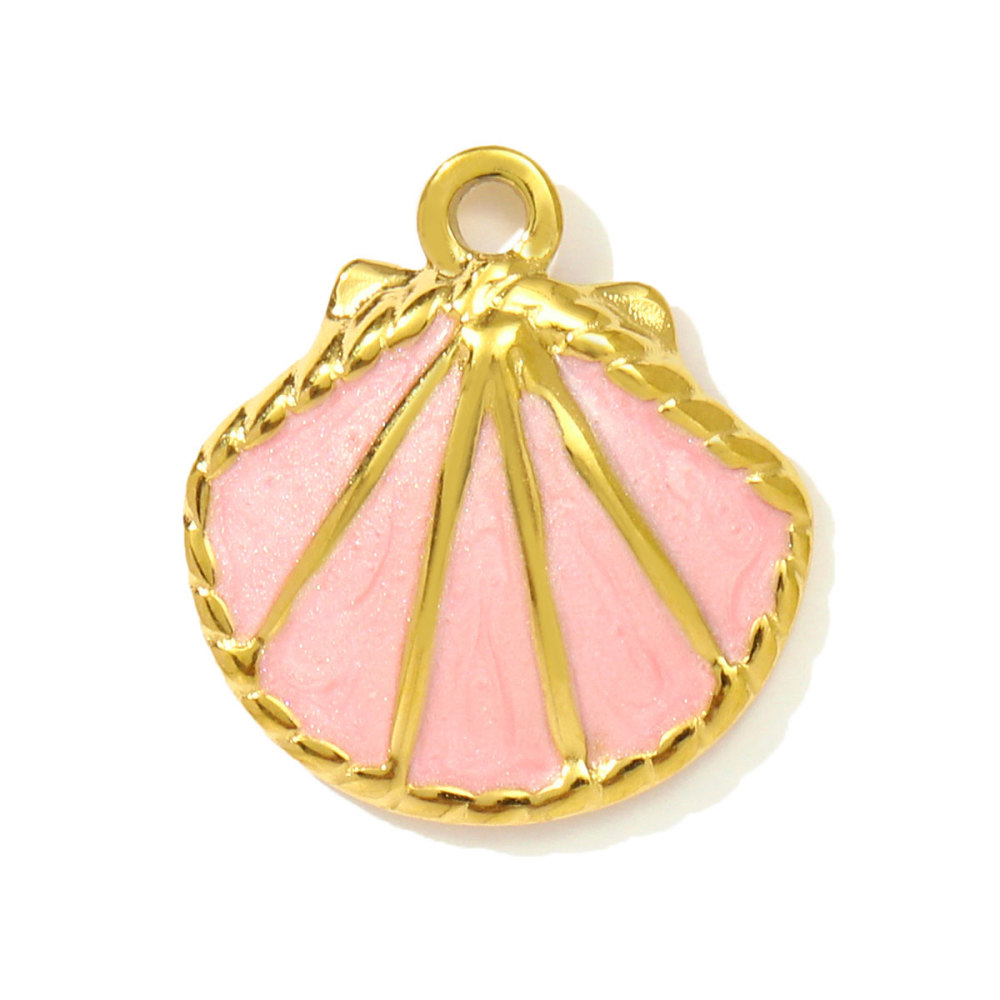6pcs/pack Fashion Stainless Steel Enamel Shell DIY Charms Mermaid Tail Necklace Pendants Women Sea Fish Jewelry Wholesale