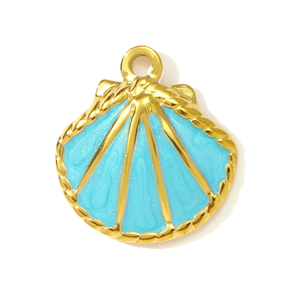 6pcs/pack Fashion Stainless Steel Enamel Shell DIY Charms Mermaid Tail Necklace Pendants Women Sea Fish Jewelry Wholesale