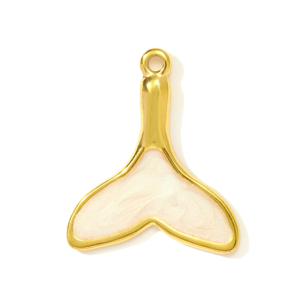 6pcs/pack Fashion Stainless Steel Enamel Shell DIY Charms Mermaid Tail Necklace Pendants Women Sea Fish Jewelry Wholesale