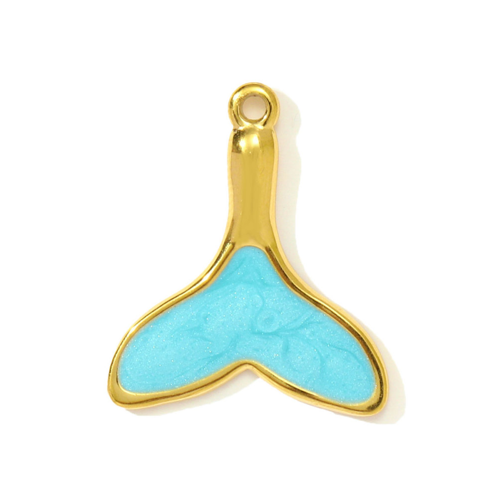 6pcs/pack Fashion Stainless Steel Enamel Shell DIY Charms Mermaid Tail Necklace Pendants Women Sea Fish Jewelry Wholesale