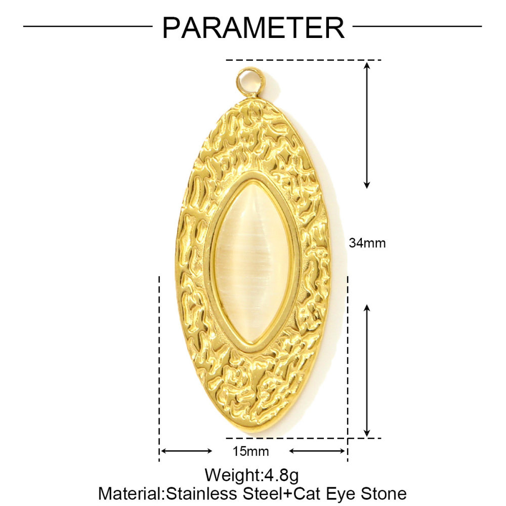 6pcs/pack Fashion Stainless Steel Natural Stone Geometric DIY Charms Evil Eye Elephant Necklace Pendants Women Crab Heart Jewelry
