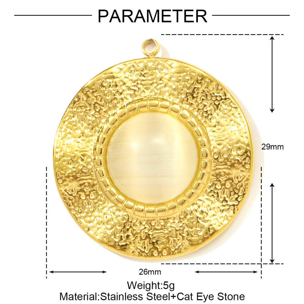 6pcs/pack Fashion Stainless Steel Natural Stone Geometric DIY Charms Evil Eye Elephant Necklace Pendants Women Crab Heart Jewelry