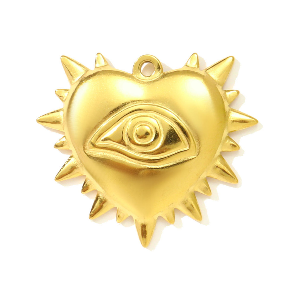 6pcs/pack Fashion Stainless Steel Natural Stone Geometric DIY Charms Evil Eye Elephant Necklace Pendants Women Crab Heart Jewelry