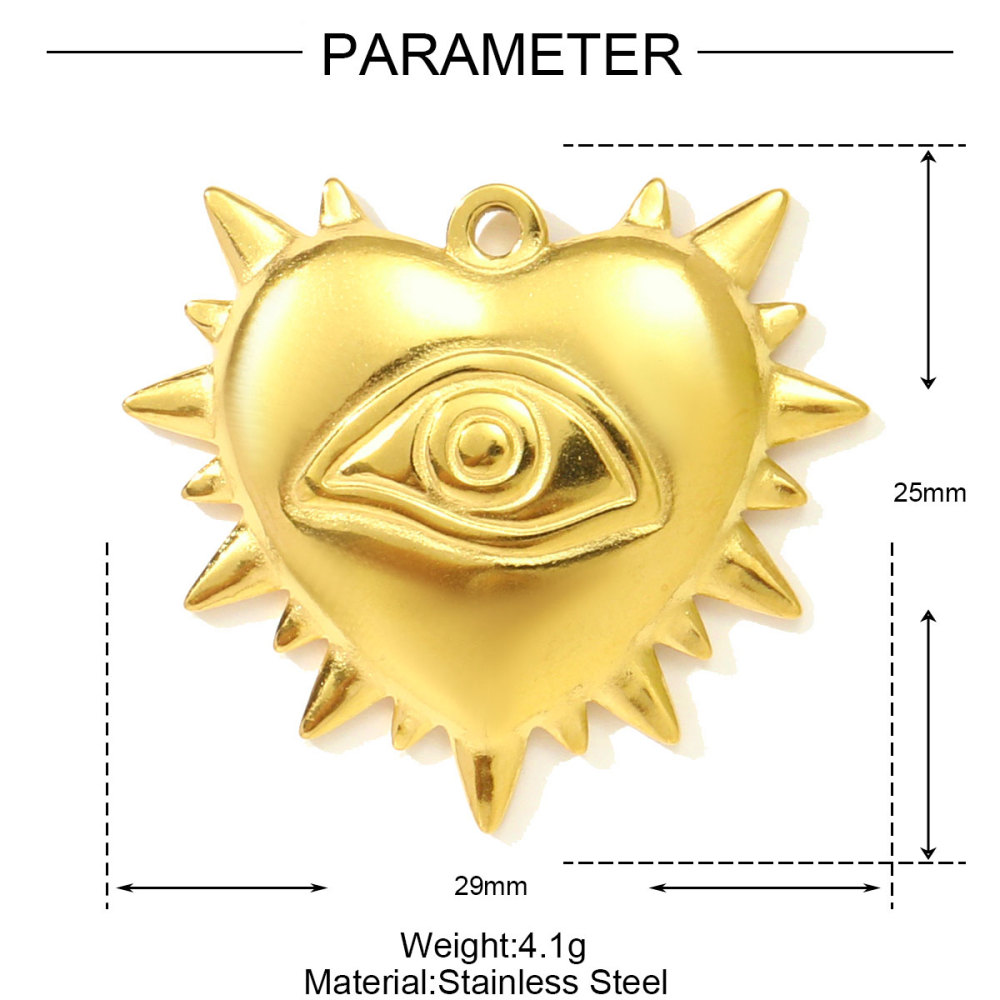 6pcs/pack Fashion Stainless Steel Natural Stone Geometric DIY Charms Evil Eye Elephant Necklace Pendants Women Crab Heart Jewelry
