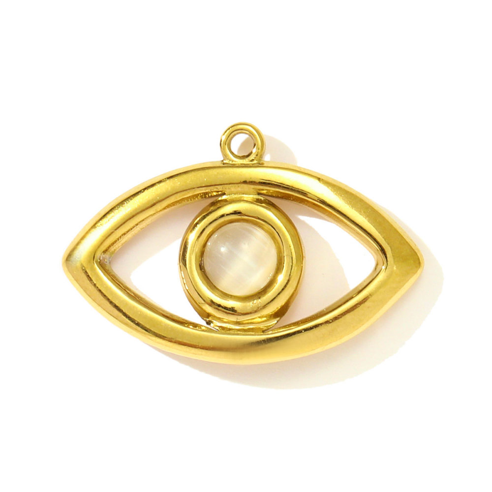 6pcs/pack Fashion Stainless Steel Natural Stone Geometric DIY Charms Evil Eye Elephant Necklace Pendants Women Crab Heart Jewelry