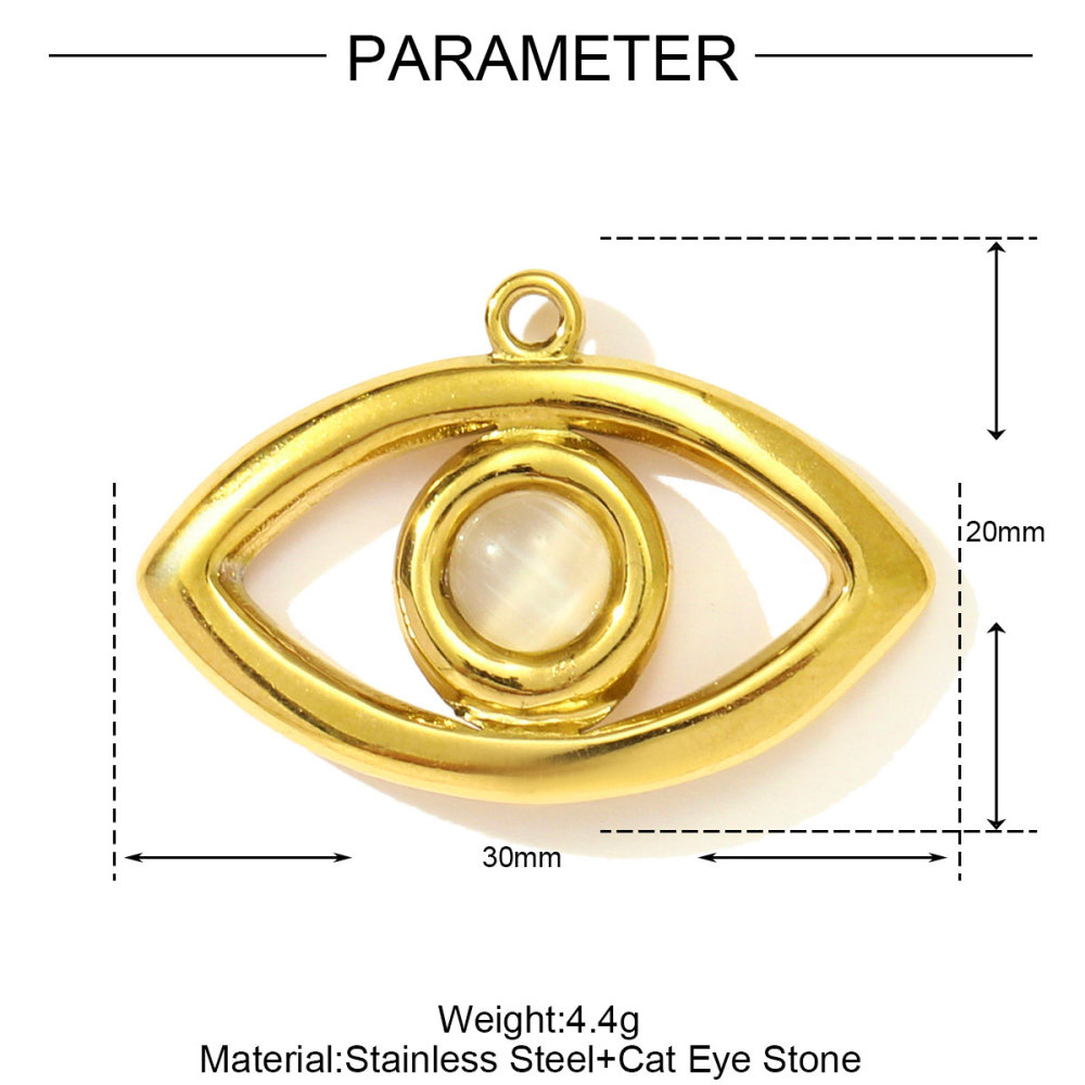 6pcs/pack Fashion Stainless Steel Natural Stone Geometric DIY Charms Evil Eye Elephant Necklace Pendants Women Crab Heart Jewelry