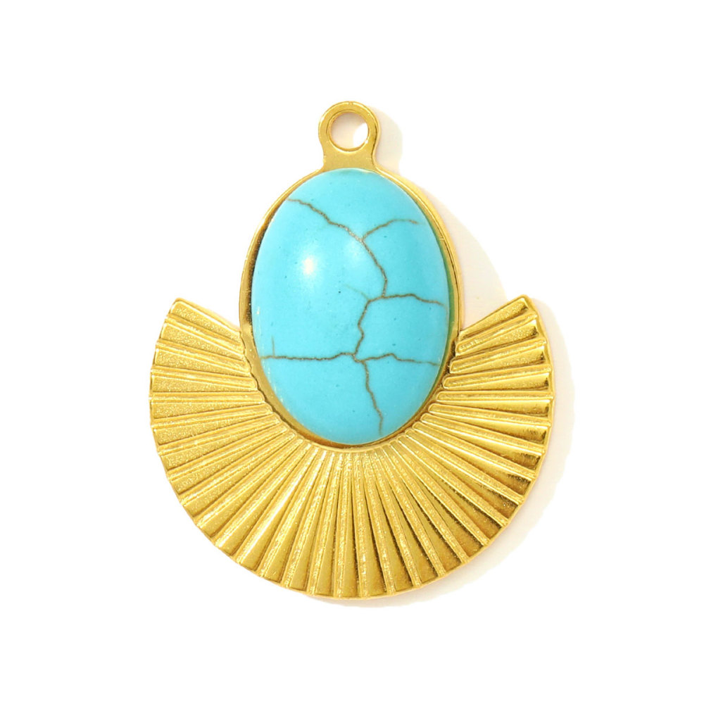 6pcs/pack Fashion Stainless Steel Natural Stone Geometric DIY Charms Evil Eye Elephant Necklace Pendants Women Crab Heart Jewelry