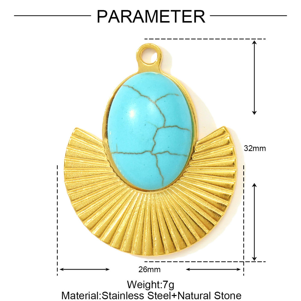 6pcs/pack Fashion Stainless Steel Natural Stone Geometric DIY Charms Evil Eye Elephant Necklace Pendants Women Crab Heart Jewelry
