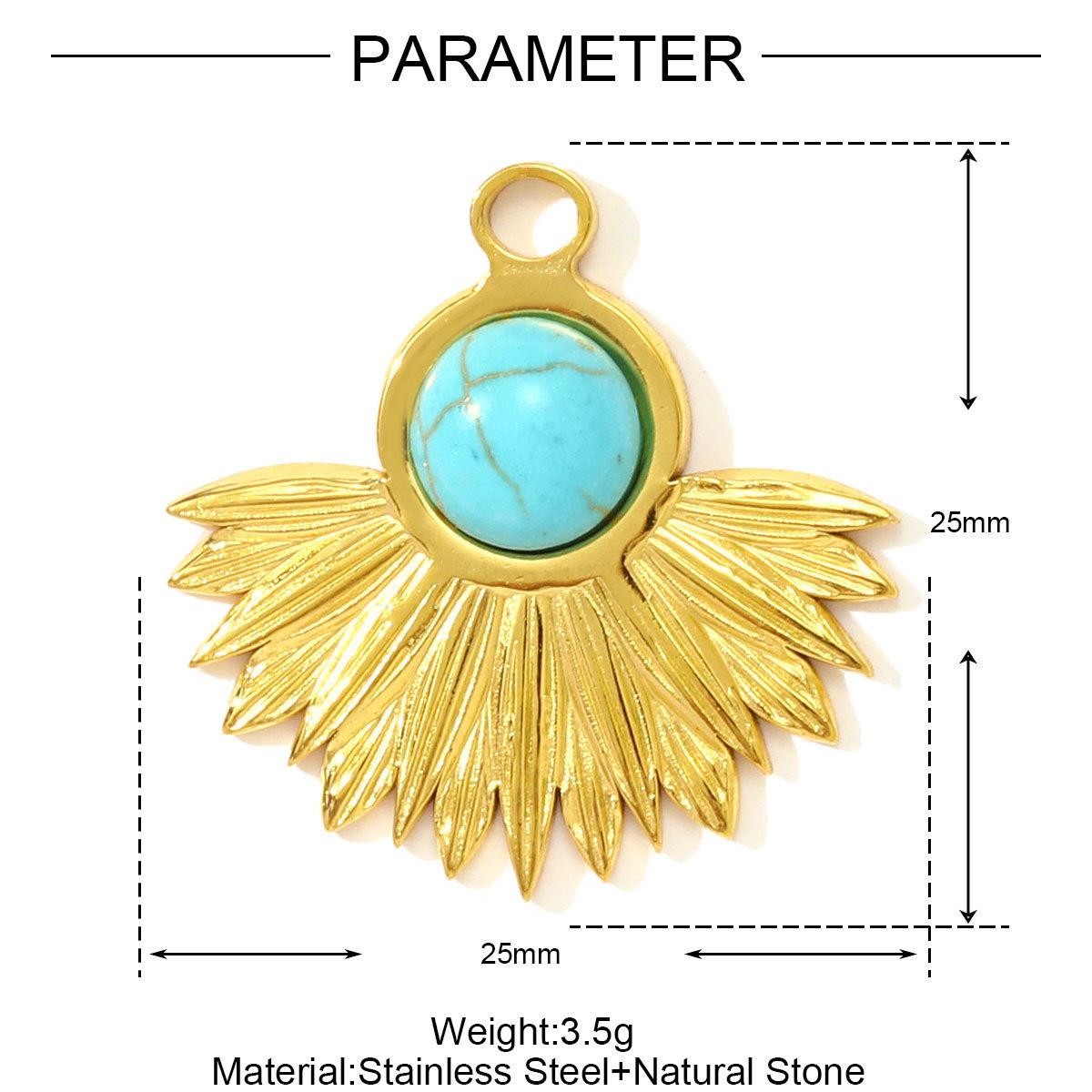 6pcs/pack Fashion Stainless Steel Natural Stone Geometric DIY Charms Evil Eye Elephant Necklace Pendants Women Crab Heart Jewelry