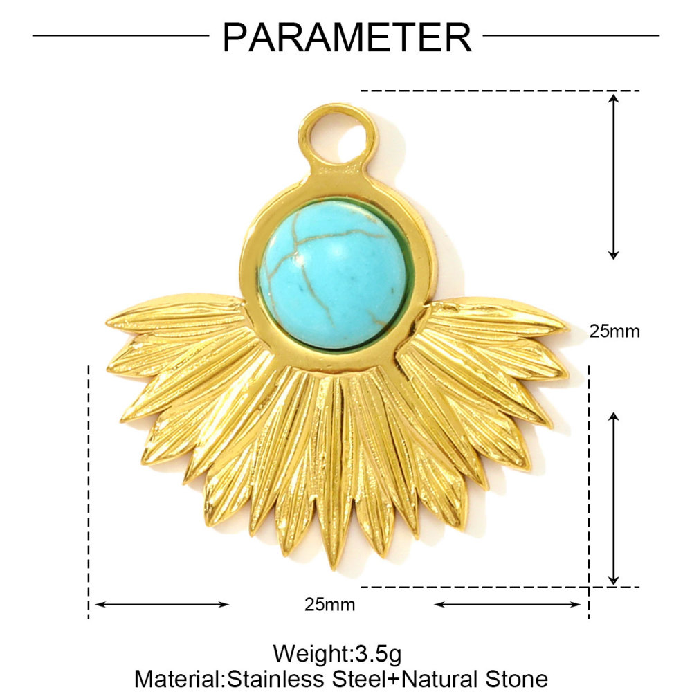 6pcs/pack Fashion Stainless Steel Natural Stone Geometric DIY Charms Evil Eye Elephant Necklace Pendants Women Crab Heart Jewelry