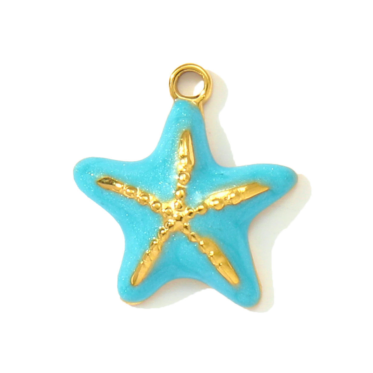 6pcs/pack Stainless Steel Enamel Starfish Round DIY Charms Plam Tree Fishtail Necklace Pendants Woman Summer Holiday Jewelry