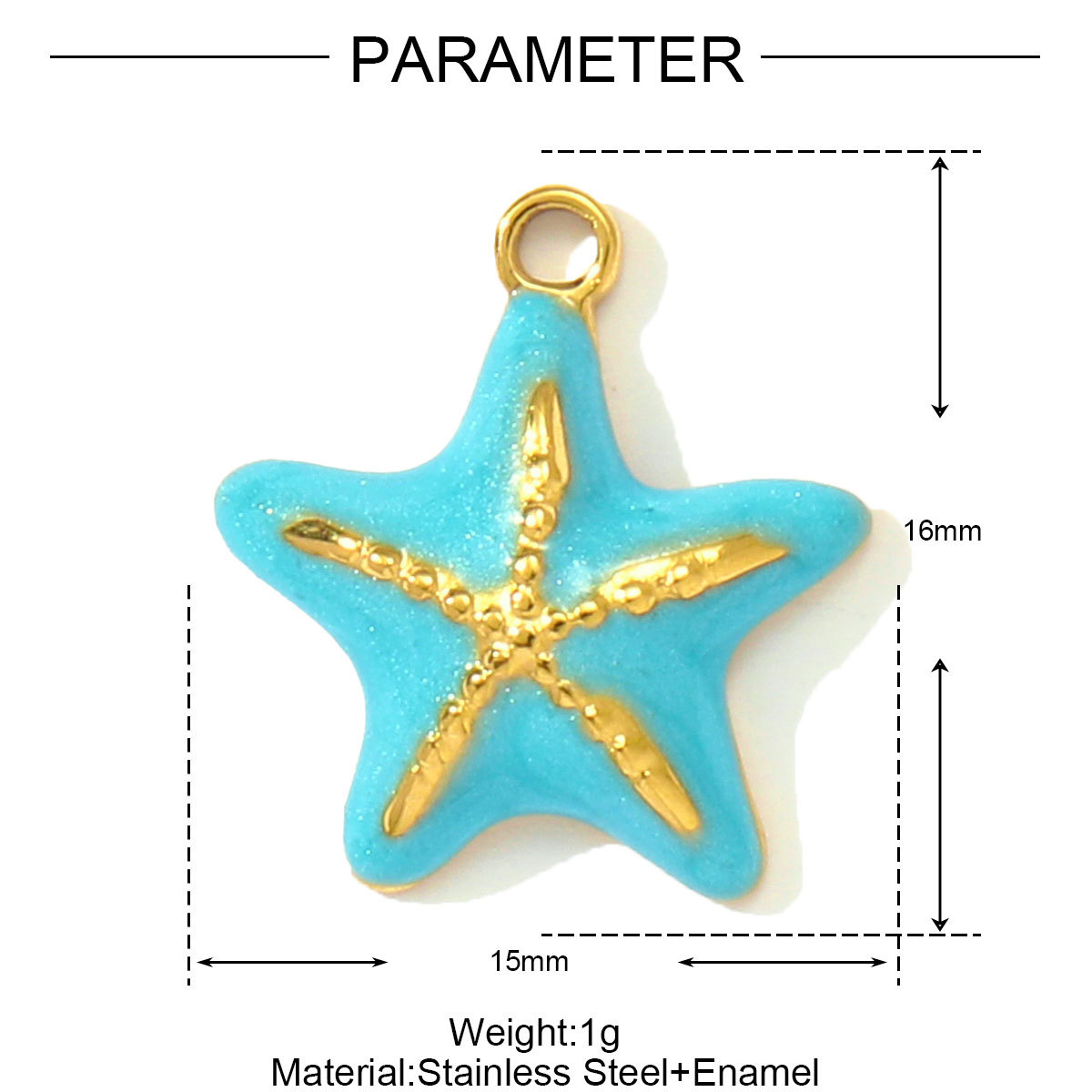 6pcs/pack Stainless Steel Enamel Starfish Round DIY Charms Plam Tree Fishtail Necklace Pendants Woman Summer Holiday Jewelry