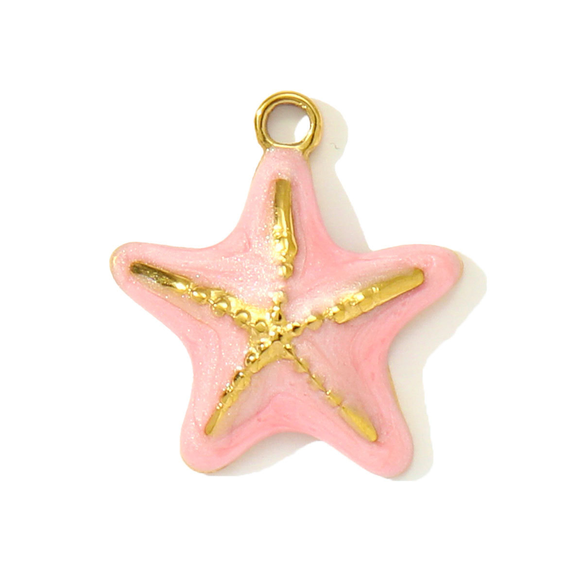 6pcs/pack Stainless Steel Enamel Starfish Round DIY Charms Plam Tree Fishtail Necklace Pendants Woman Summer Holiday Jewelry