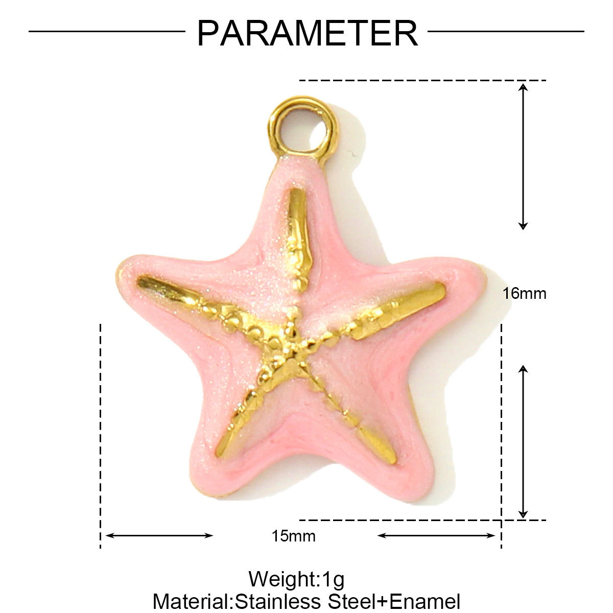 6pcs/pack Stainless Steel Enamel Starfish Round DIY Charms Plam Tree Fishtail Necklace Pendants Woman Summer Holiday Jewelry