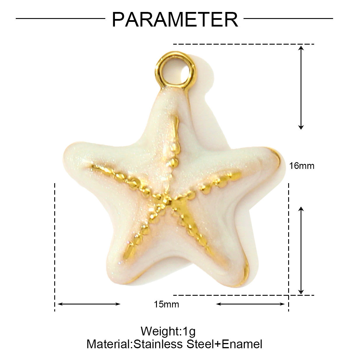 6pcs/pack Stainless Steel Enamel Starfish Round DIY Charms Plam Tree Fishtail Necklace Pendants Woman Summer Holiday Jewelry