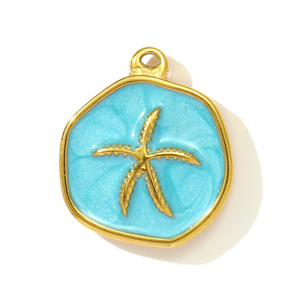 6pcs/pack Stainless Steel Enamel Starfish Round DIY Charms Plam Tree Fishtail Necklace Pendants Woman Summer Holiday Jewelry