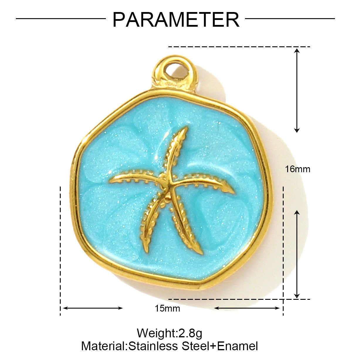 6pcs/pack Stainless Steel Enamel Starfish Round DIY Charms Plam Tree Fishtail Necklace Pendants Woman Summer Holiday Jewelry