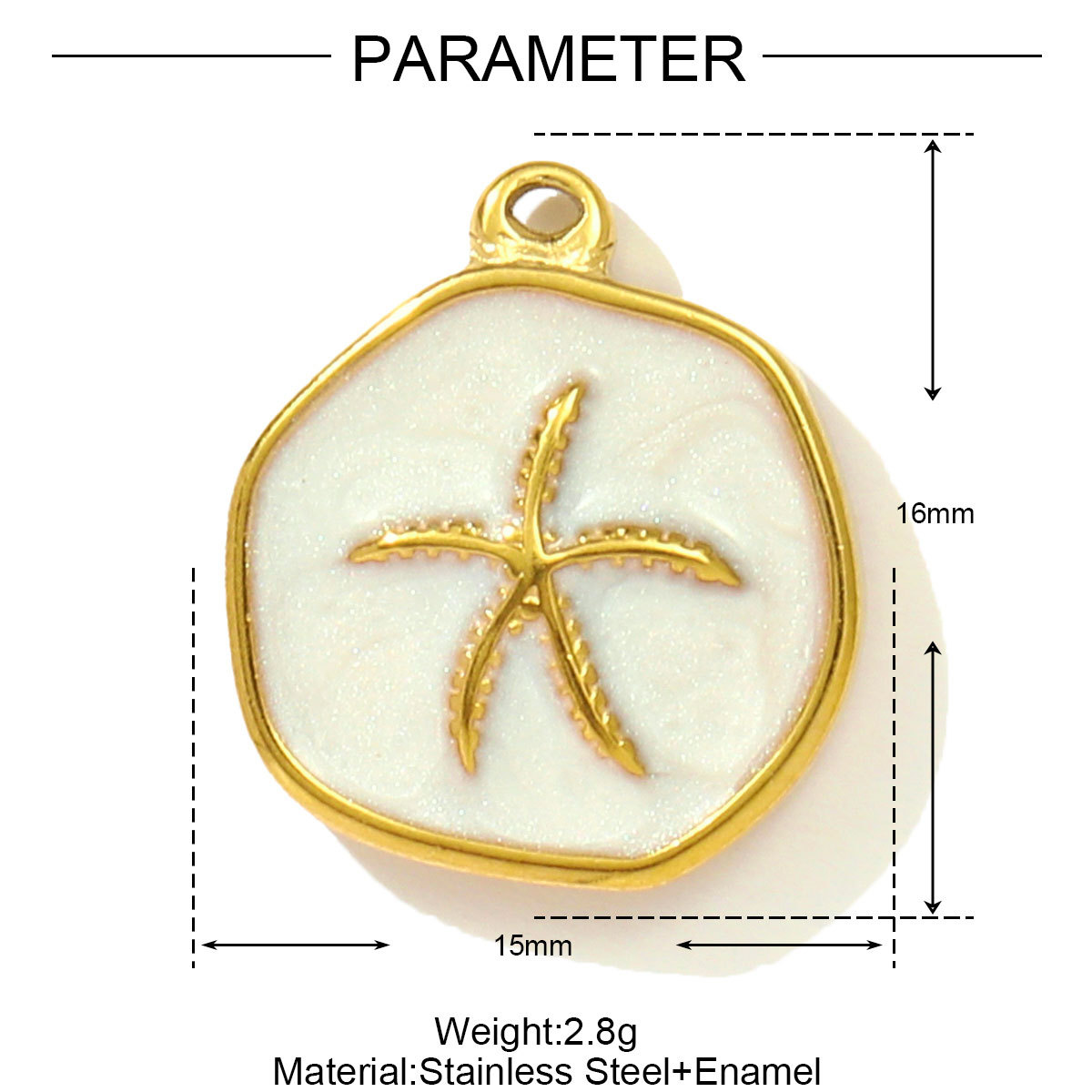 6pcs/pack Stainless Steel Enamel Starfish Round DIY Charms Plam Tree Fishtail Necklace Pendants Woman Summer Holiday Jewelry