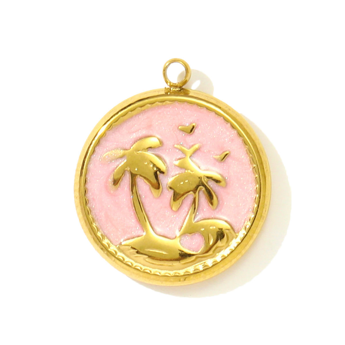 6pcs/pack Stainless Steel Enamel Starfish Round DIY Charms Plam Tree Fishtail Necklace Pendants Woman Summer Holiday Jewelry