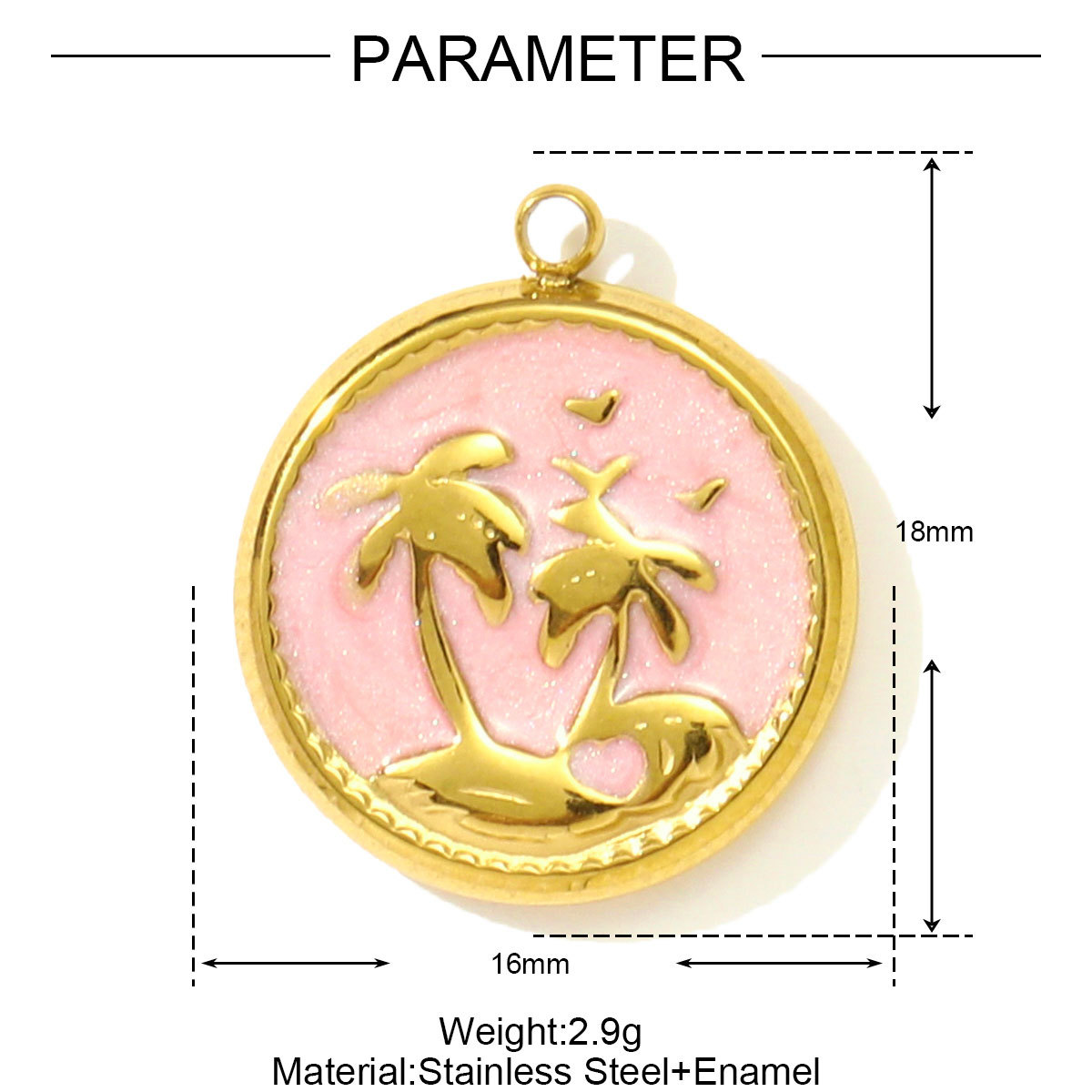 6pcs/pack Stainless Steel Enamel Starfish Round DIY Charms Plam Tree Fishtail Necklace Pendants Woman Summer Holiday Jewelry