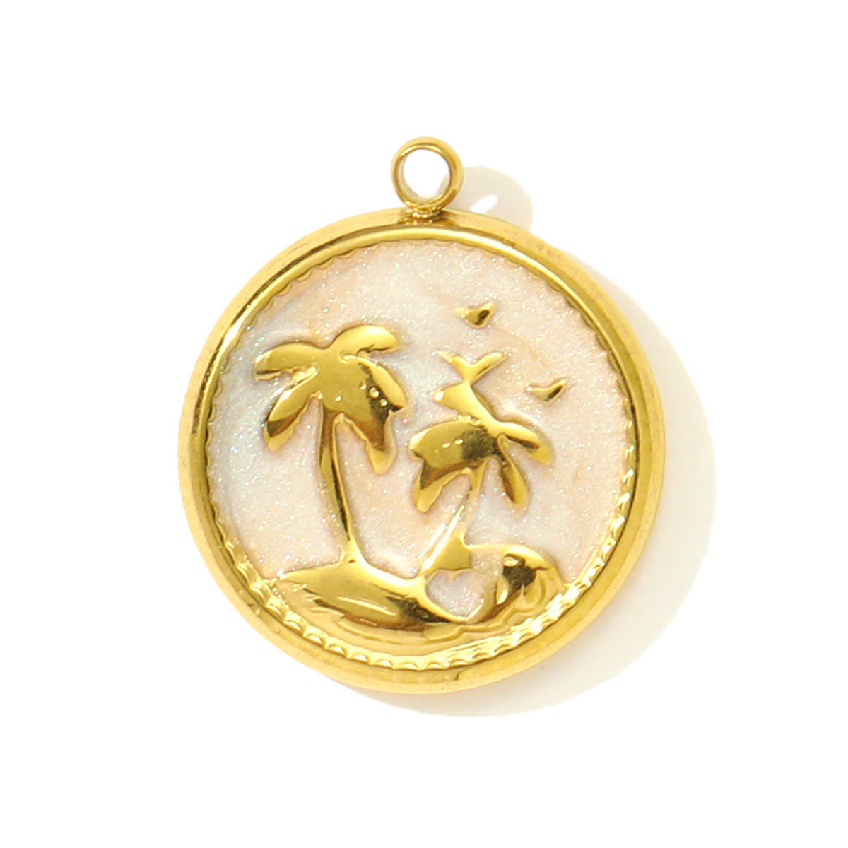 6pcs/pack Stainless Steel Enamel Starfish Round DIY Charms Plam Tree Fishtail Necklace Pendants Woman Summer Holiday Jewelry