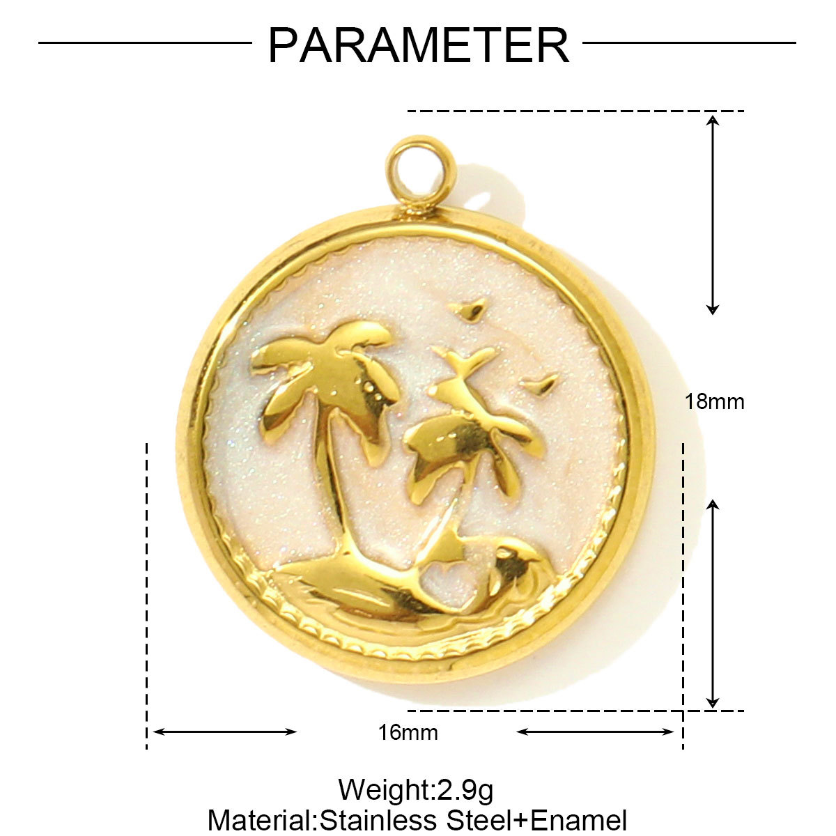6pcs/pack Stainless Steel Enamel Starfish Round DIY Charms Plam Tree Fishtail Necklace Pendants Woman Summer Holiday Jewelry