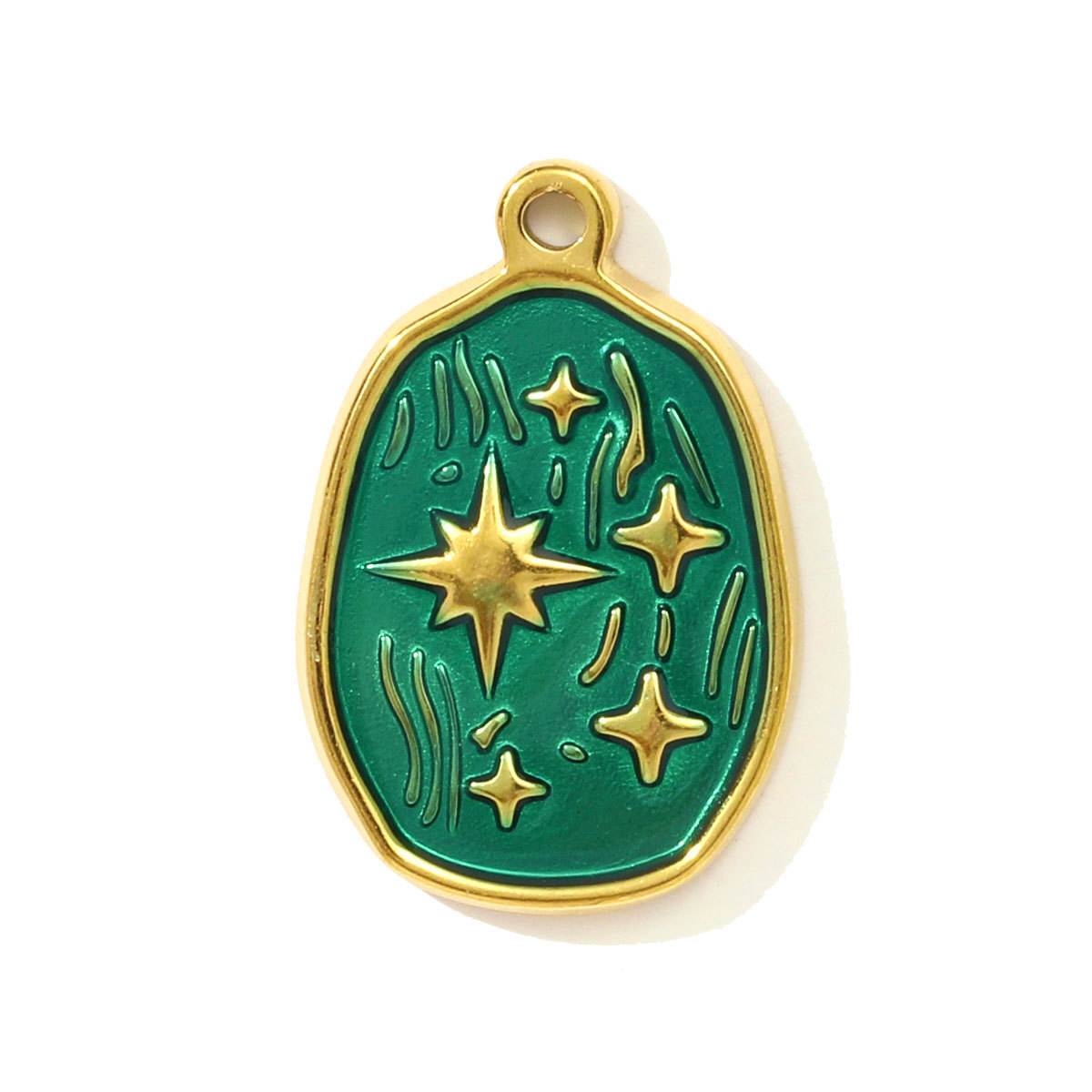 6pcs/pack  Wholesale Enamel Star Crescent Stainless Steel DIY Earring Charms Leaf Clover Necklace Pendants Woman Flower Jewelry