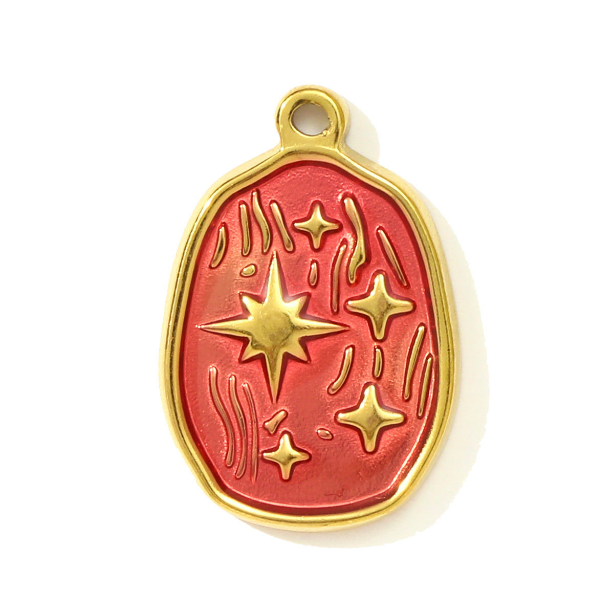 6pcs/pack  Wholesale Enamel Star Crescent Stainless Steel DIY Earring Charms Leaf Clover Necklace Pendants Woman Flower Jewelry