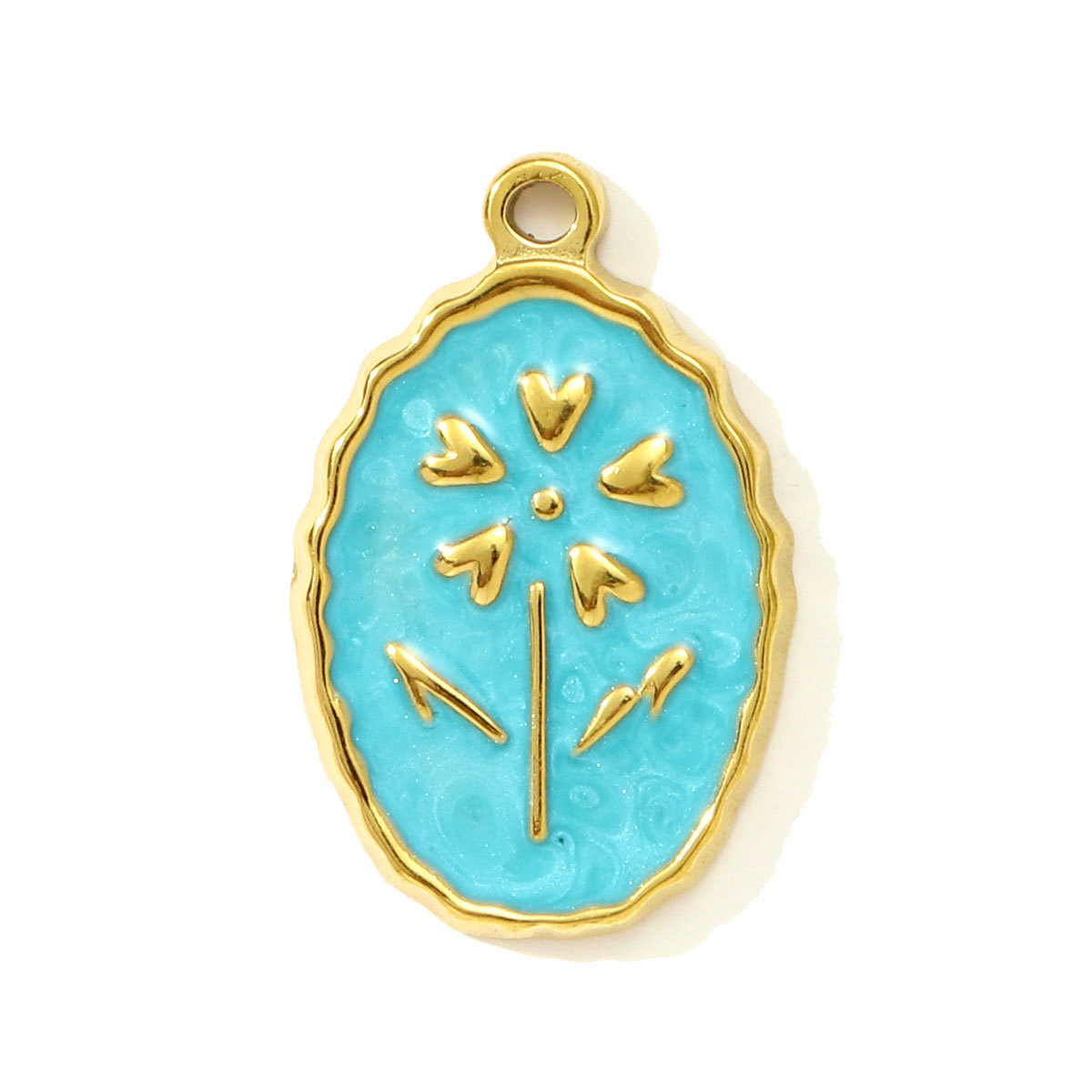 6pcs/pack  Wholesale Enamel Star Crescent Stainless Steel DIY Earring Charms Leaf Clover Necklace Pendants Woman Flower Jewelry