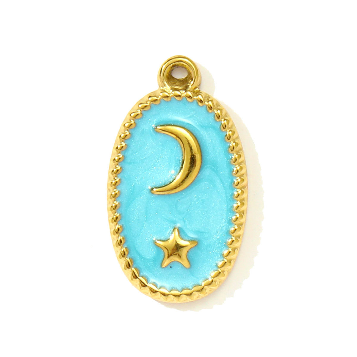 6pcs/pack  Wholesale Enamel Star Crescent Stainless Steel DIY Earring Charms Leaf Clover Necklace Pendants Woman Flower Jewelry