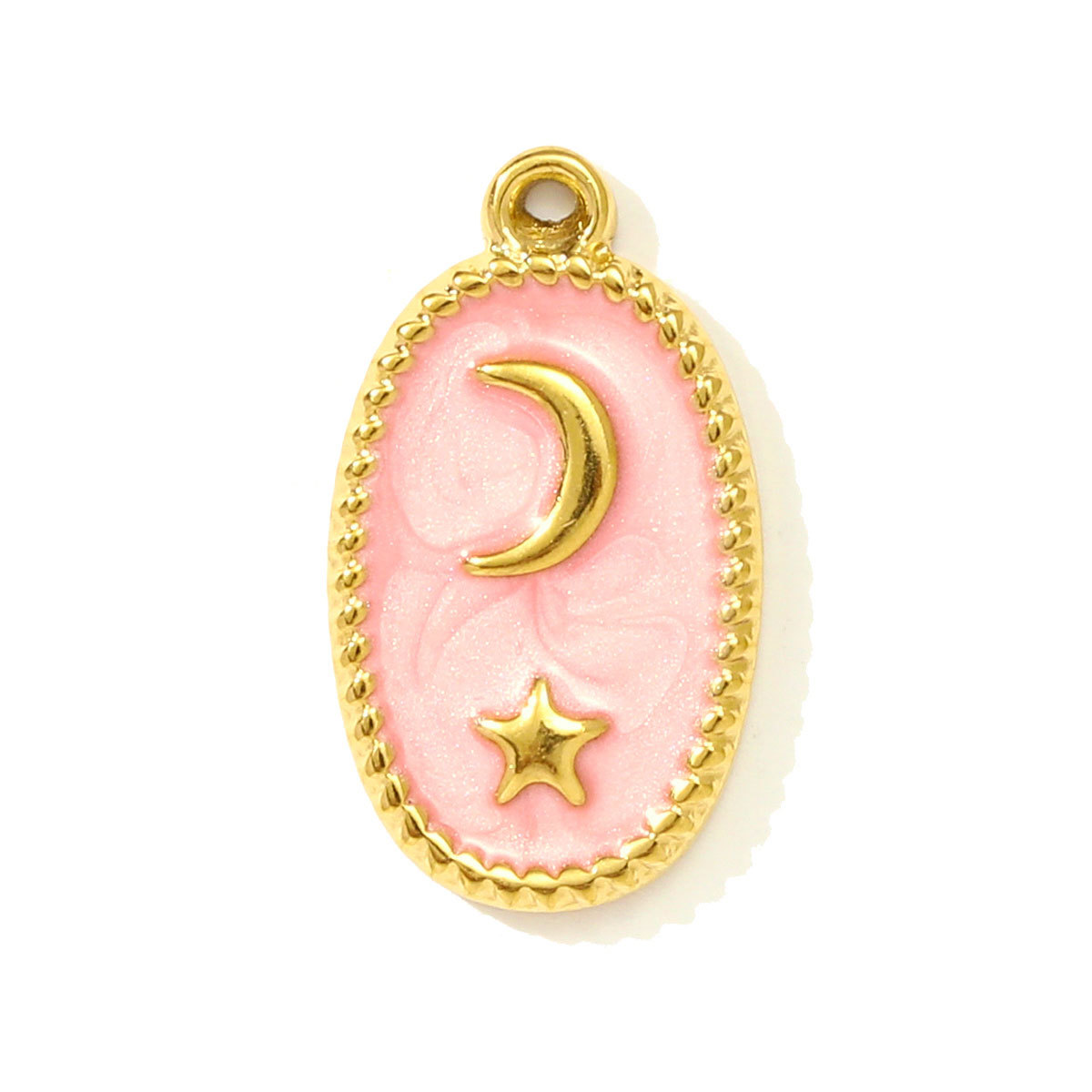 6pcs/pack  Wholesale Enamel Star Crescent Stainless Steel DIY Earring Charms Leaf Clover Necklace Pendants Woman Flower Jewelry