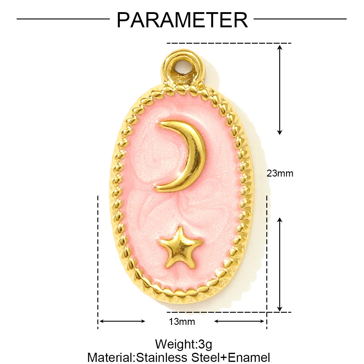 6pcs/pack  Wholesale Enamel Star Crescent Stainless Steel DIY Earring Charms Leaf Clover Necklace Pendants Woman Flower Jewelry