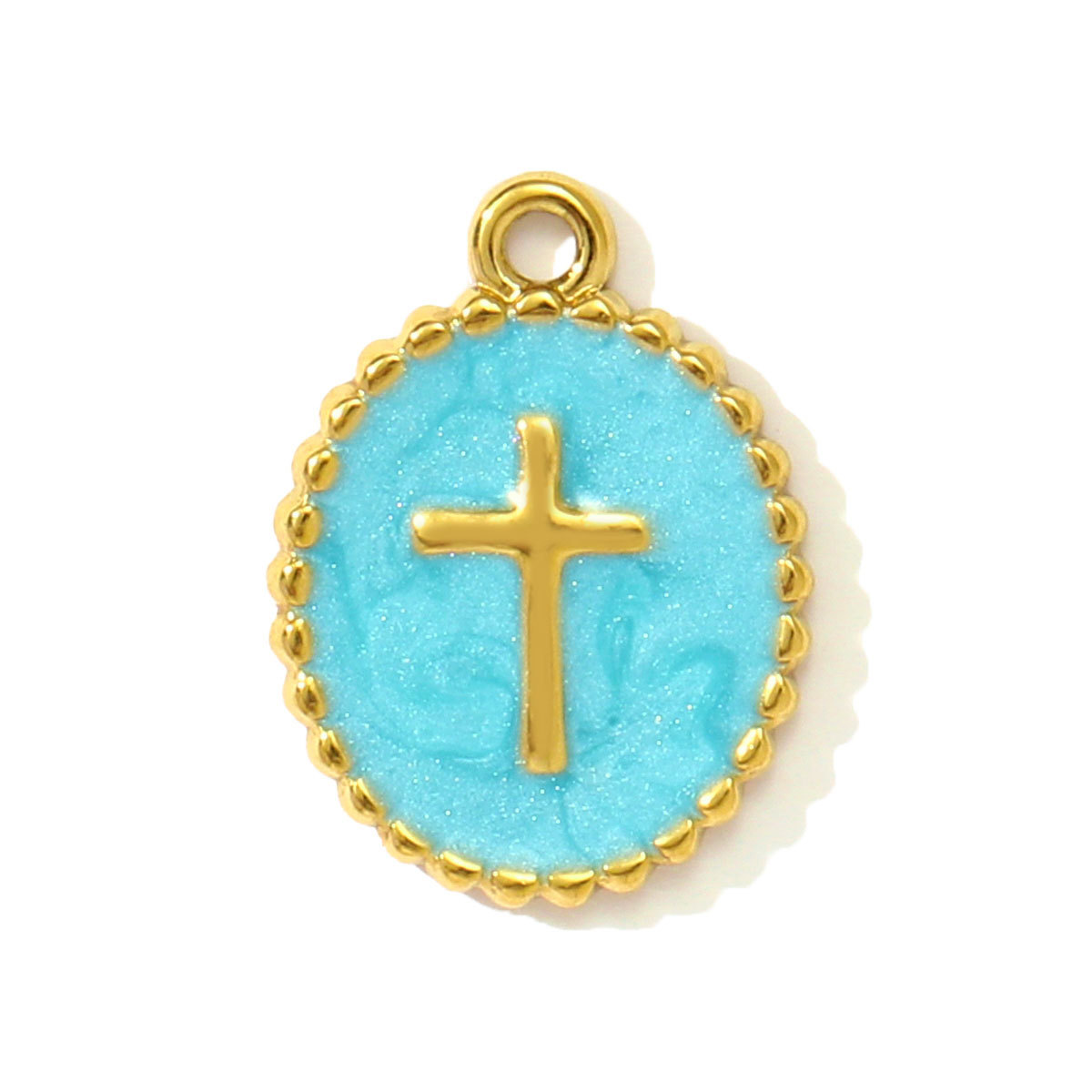 6pcs/pack Enamel Oval Cross Star Stainless Steel DIY Charms Butter Fruit Sun Necklace Pendants Woman Eye Heart Jewelry Wholesale