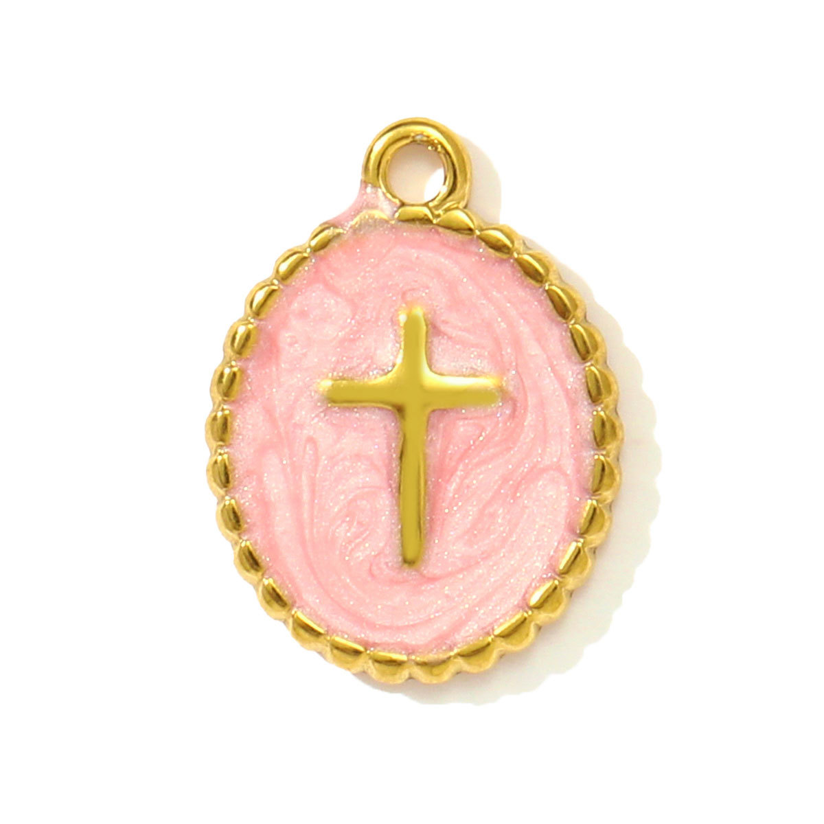 6pcs/pack Enamel Oval Cross Star Stainless Steel DIY Charms Butter Fruit Sun Necklace Pendants Woman Eye Heart Jewelry Wholesale