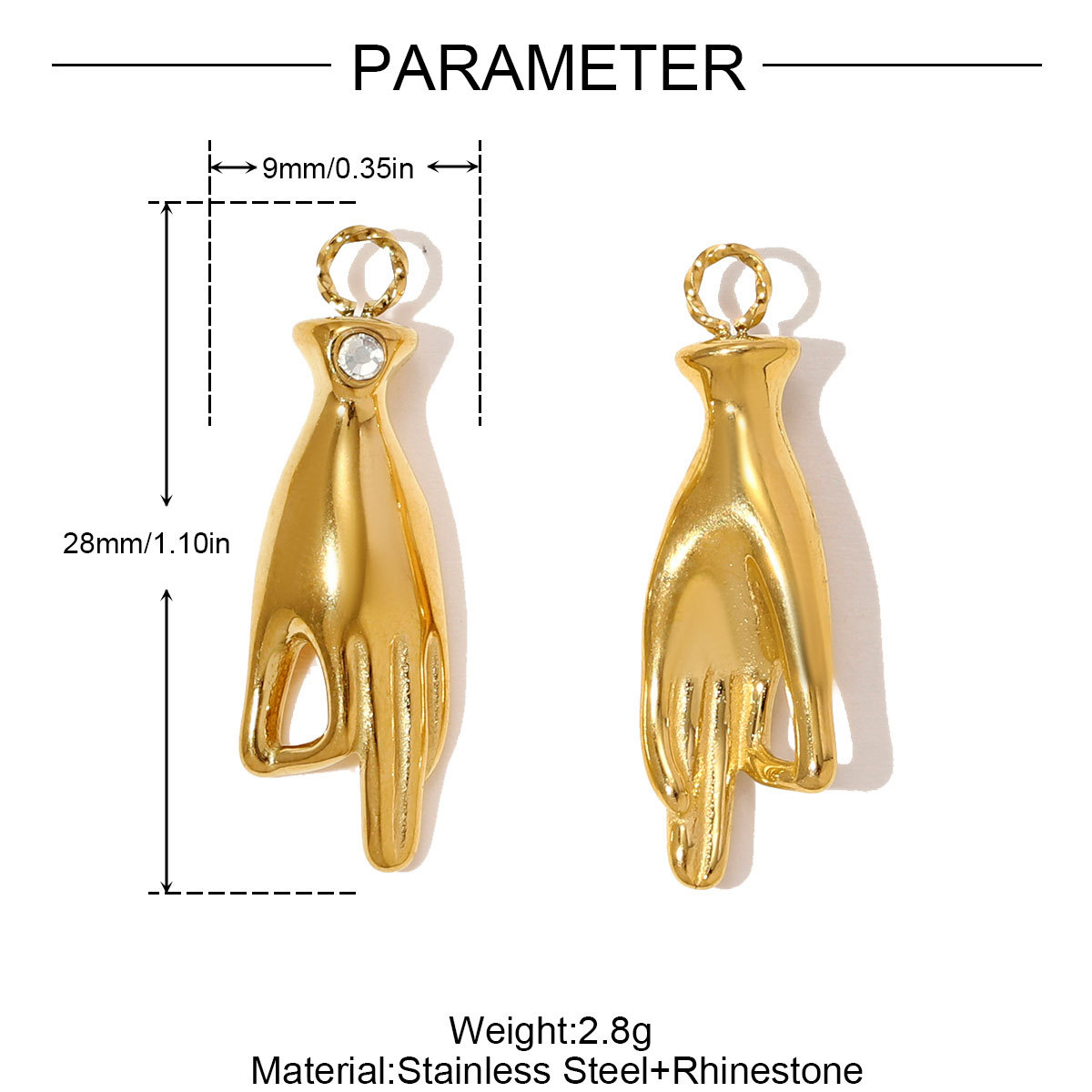 6pcs/pack Stainless Steel OK Gesture Hug Heart Necklace Pendant Love You More DIY Earring Charm Women Clover Jewelry Wholesale