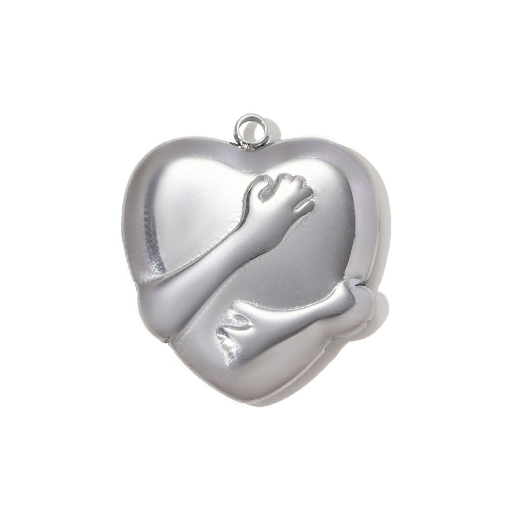 6pcs/pack Stainless Steel OK Gesture Hug Heart Necklace Pendant Love You More DIY Earring Charm Women Clover Jewelry Wholesale