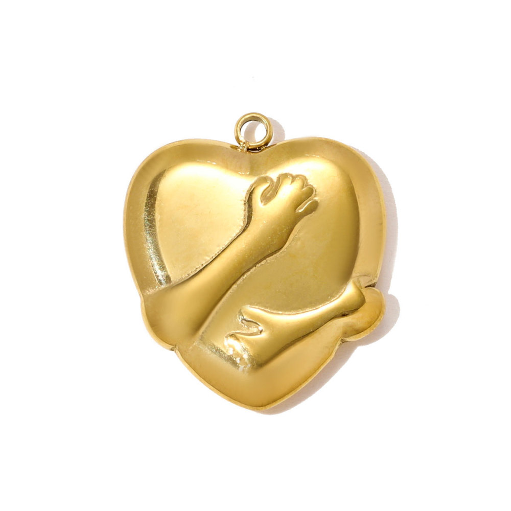 6pcs/pack Stainless Steel OK Gesture Hug Heart Necklace Pendant Love You More DIY Earring Charm Women Clover Jewelry Wholesale