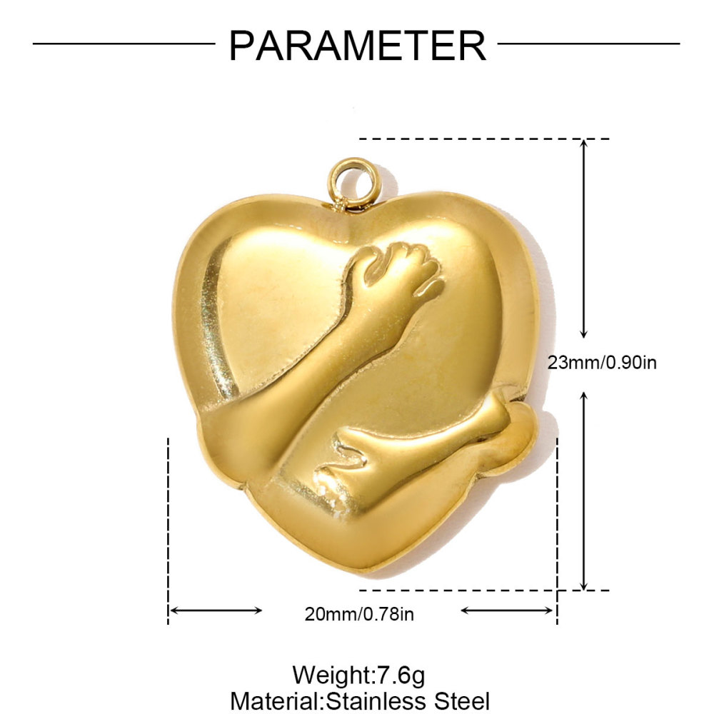 6pcs/pack Stainless Steel OK Gesture Hug Heart Necklace Pendant Love You More DIY Earring Charm Women Clover Jewelry Wholesale