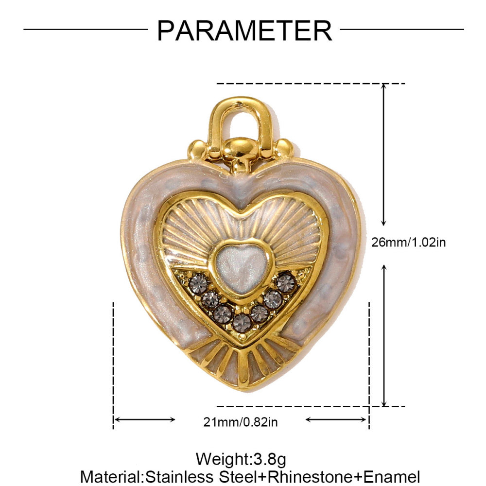6pcs/pack Stainless Steel Rhinestone Heart Lock Necklace Pendant Big Enamel Flower DIY Earring Charm Women Cross Jewelry Wholesale