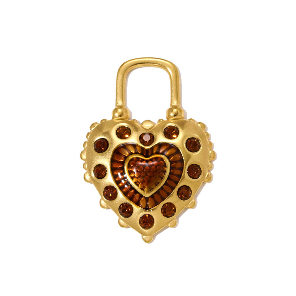 6pcs/pack Stainless Steel Rhinestone Heart Lock Necklace Pendant Big Enamel Flower DIY Earring Charm Women Cross Jewelry Wholesale