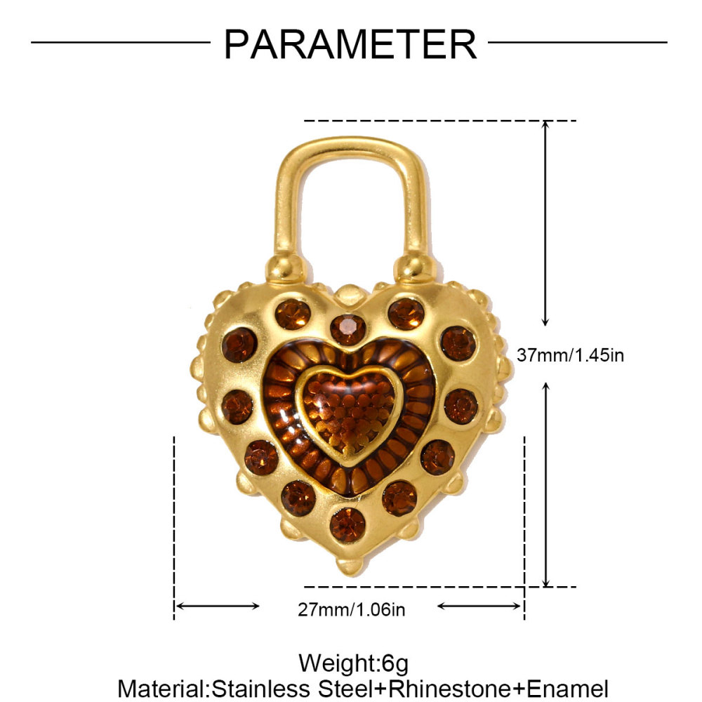 6pcs/pack Stainless Steel Rhinestone Heart Lock Necklace Pendant Big Enamel Flower DIY Earring Charm Women Cross Jewelry Wholesale