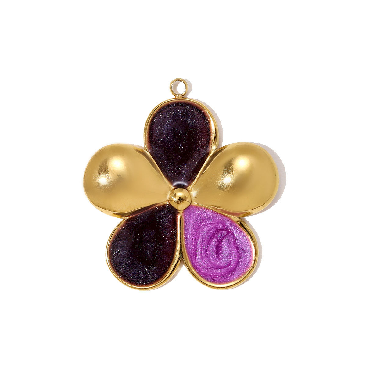 6pcs/pack Stainless Steel Rhinestone Heart Lock Necklace Pendant Big Enamel Flower DIY Earring Charm Women Cross Jewelry Wholesale