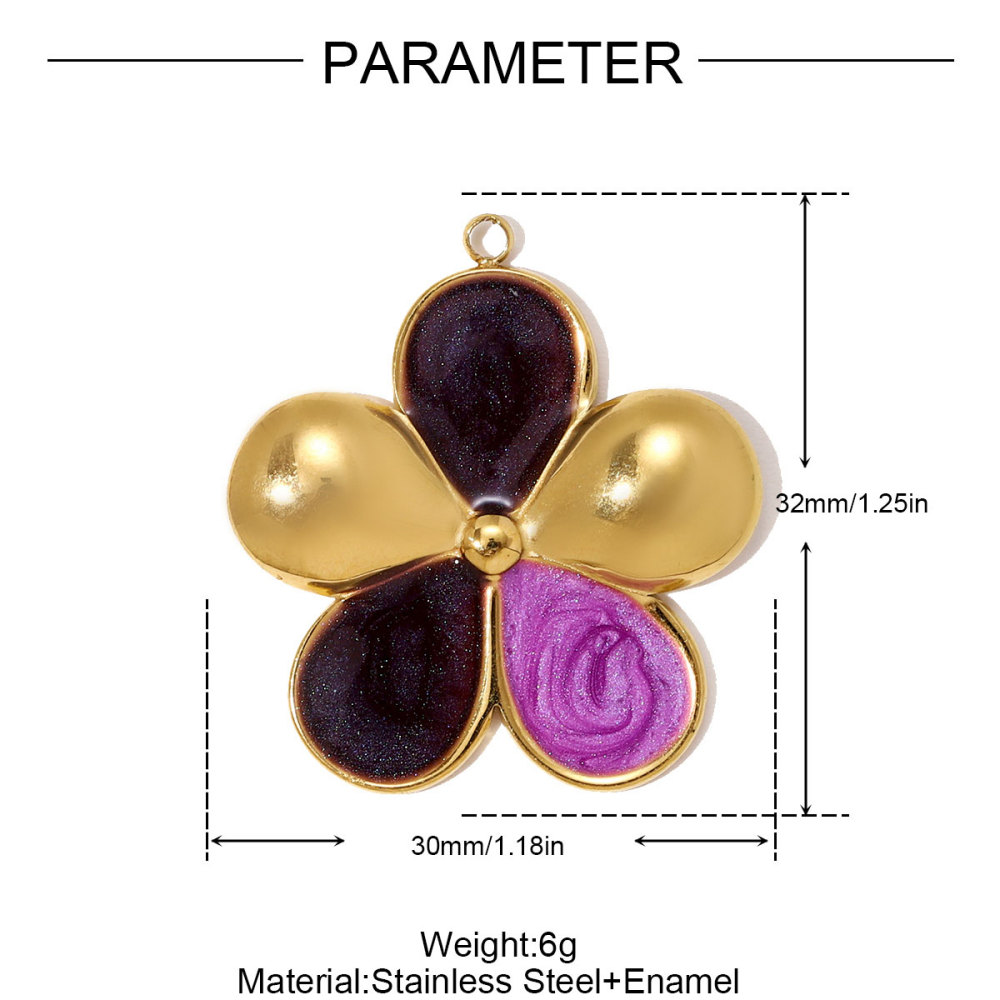 6pcs/pack Stainless Steel Rhinestone Heart Lock Necklace Pendant Big Enamel Flower DIY Earring Charm Women Cross Jewelry Wholesale