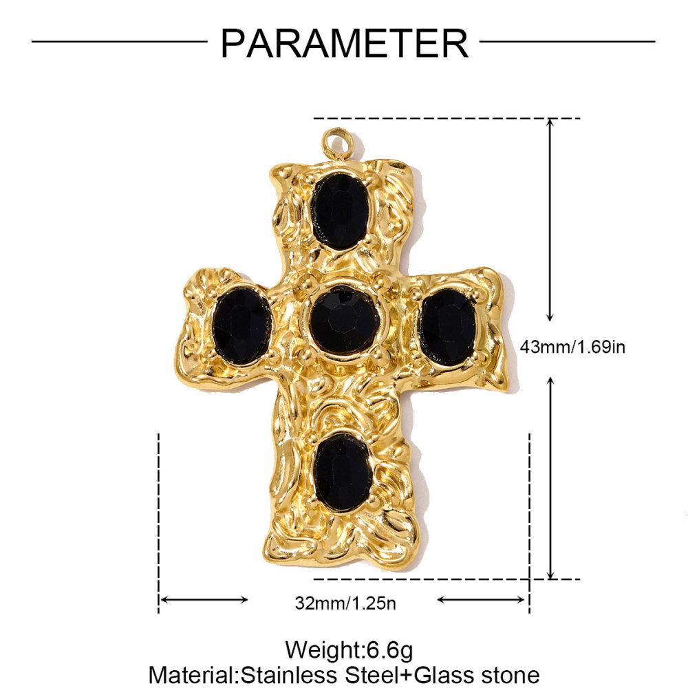 6pcs/pack Stainless Steel Rhinestone Heart Lock Necklace Pendant Big Enamel Flower DIY Earring Charm Women Cross Jewelry Wholesale