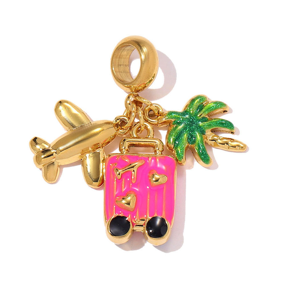 6pcs/pack Stainless Steel Enamel Coral Shrimp DIY Earring Charms Ocean Style Fish Bone Necklace Pendants Woman Beach Jewelry